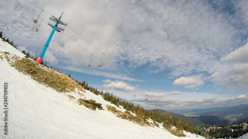 Winter in the mountains. Snowy slopes. Ski slopes Svidovets spine. Dragobrat Ukraine photo