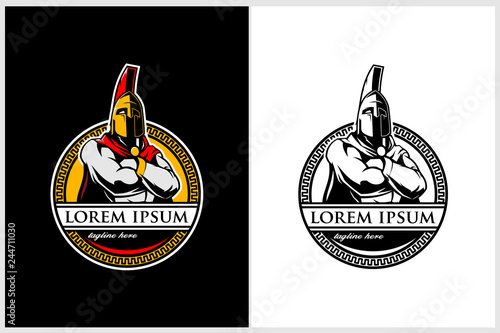 Spartan or Trojan Warrior colored vector logo template