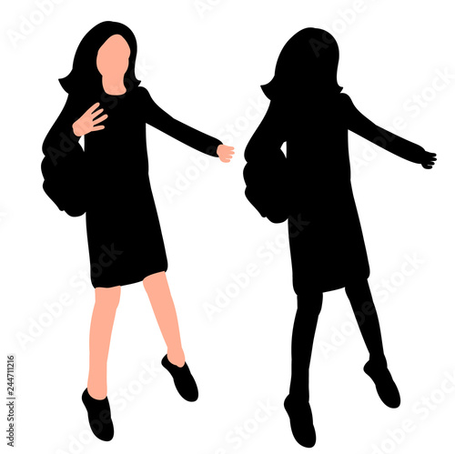 black silhouette teenager girl rejoices