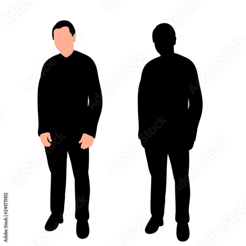white background, black silhouette man