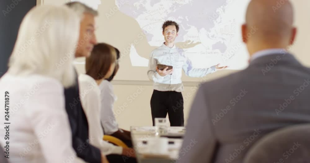 4k, stressed businessman losing his temper during a meeting with his colleagues in the boardroom. Slow motion 4k, stressed businessman losing his temper during a meeting with his colleagues in the boardroom. Slow motion