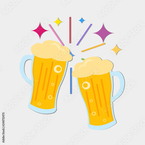 toasting two beer vector symbol illustration