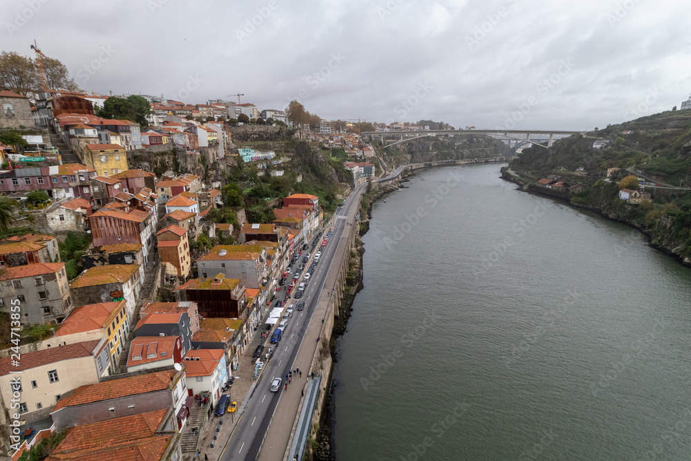Architecture and Streets of rainy Porto, Portugal.