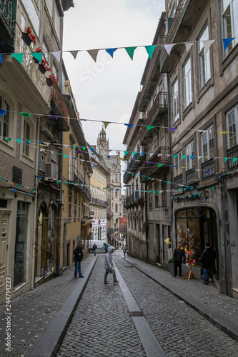 Architecture and Streets of rainy Porto, Portugal.