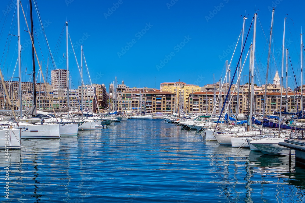 Yachts in Vieux Port, Marseille, Provence, France