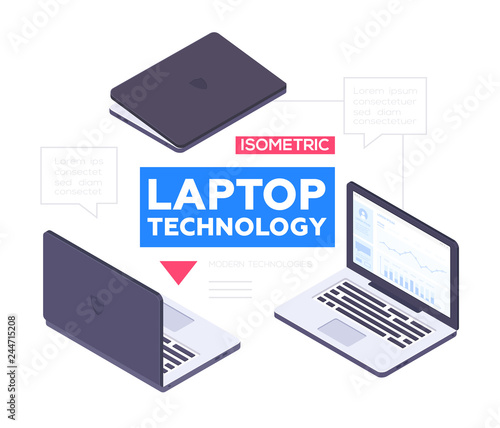Laptop technology - modern vector colorful isometric illustration
