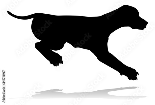 A detailed animal silhouette of a pet dog