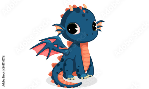 Cute dark blue baby dragon