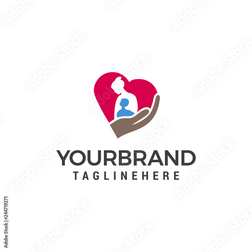 Mom love logo, mother and child logo design template elements