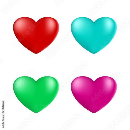 Sets of 3D Colorful Mesh Hearts