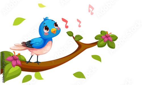 Cute nightingale singing cartoon © Pallavi