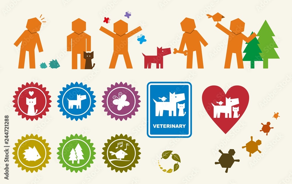 Hexagonman Icon Set - Animal Lover Hexagonman Icon Set - Animal Lover