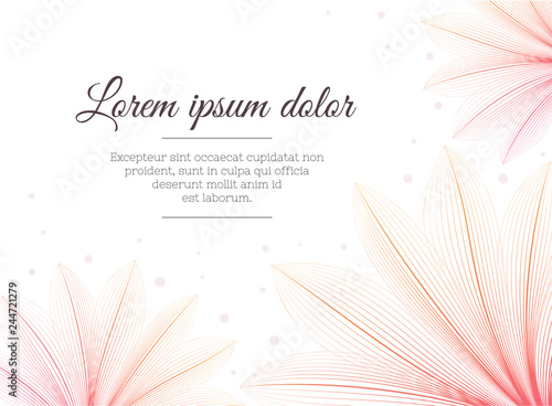 Floral design template. Flower x-ray effect. Greeting card ot advertising banner