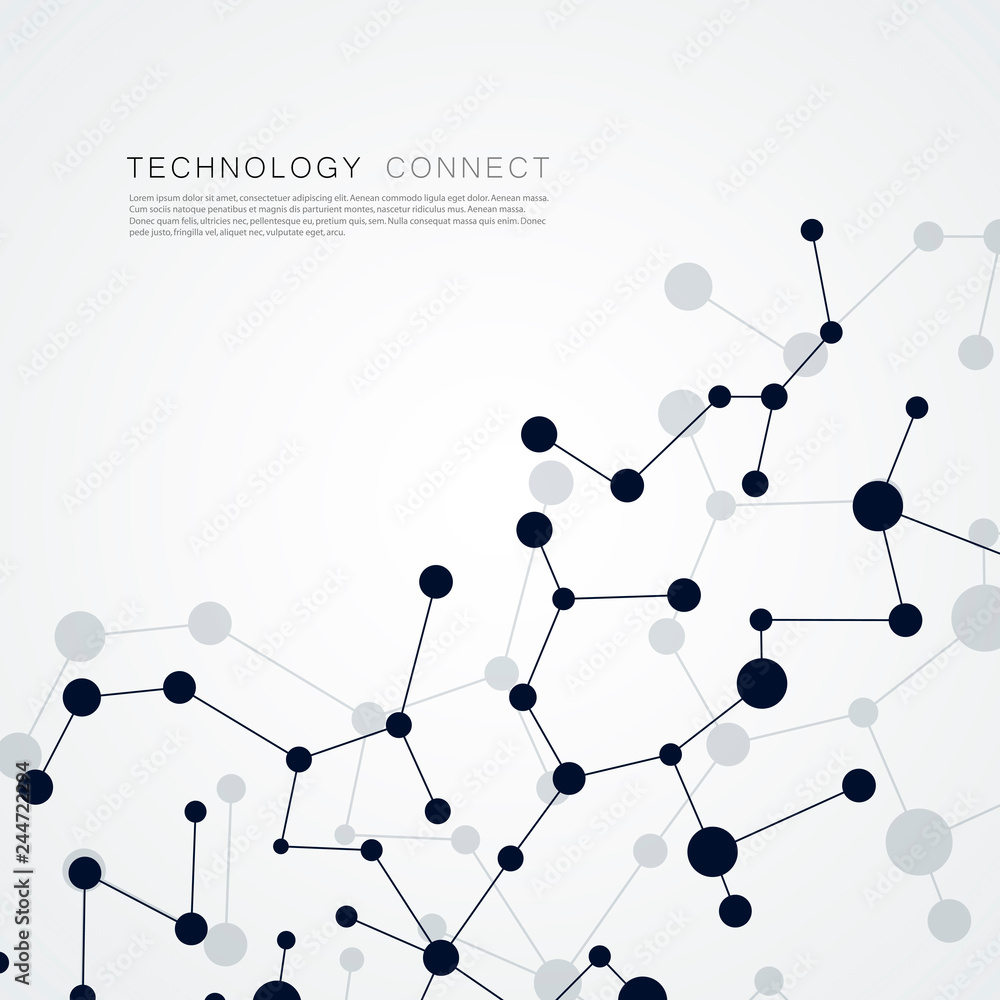 Vector lines and dots connection science and technology background. Molecular, social media, digital and abstract structure Vector lines and dots connection science and technology background. Molecular, social media, digital and abstract structure