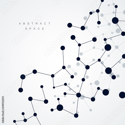 Connection science and technology background with lines and dots. Molecular and big data and abstract structure design