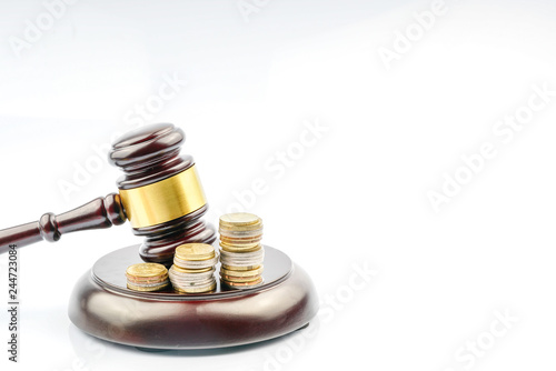 Wood gavel with legal law concept.