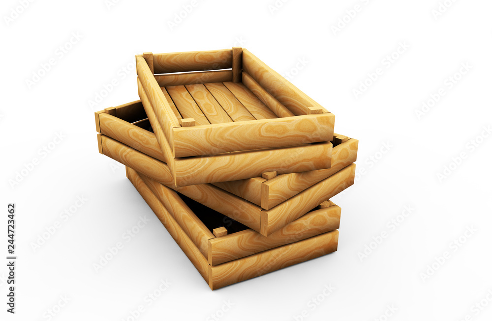 empty wooden crate. Isolated 3d rendering empty wooden crate. Isolated 3d rendering