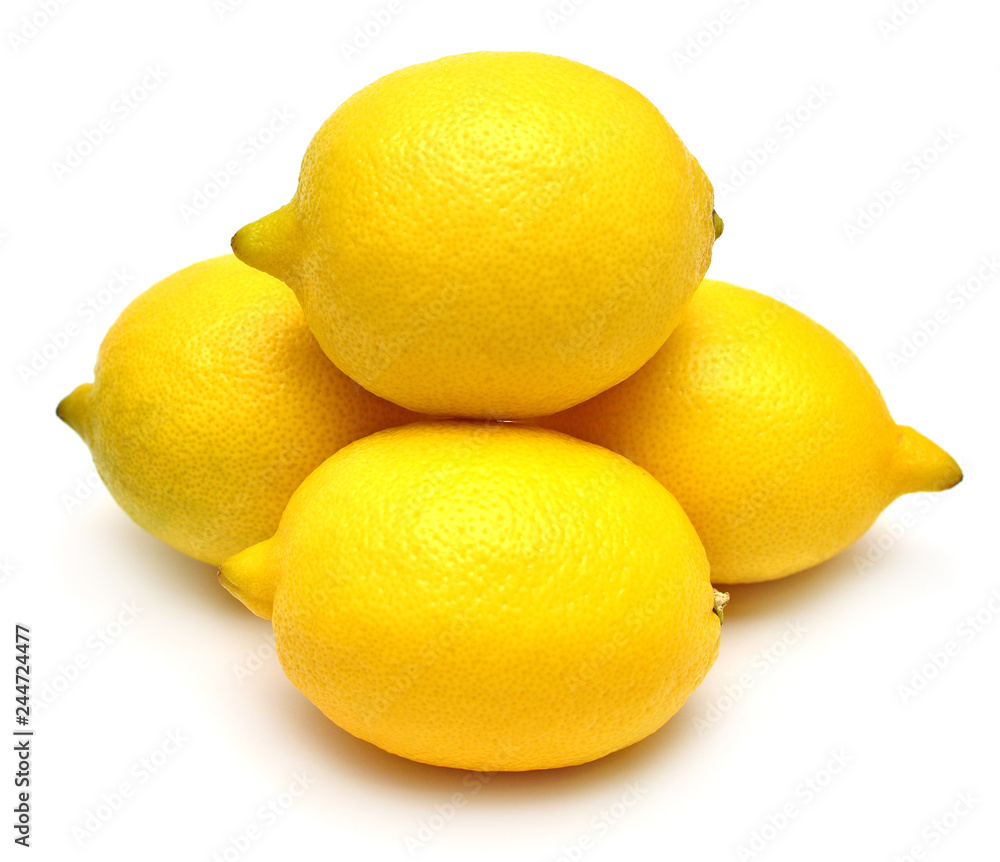 Lemons group isolated on white background. Tropical fruit. Flat lay, top view Lemons group isolated on white background. Tropical fruit. Flat lay, top view