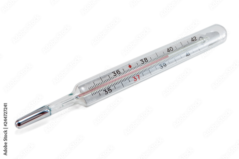 thermometer with high temperature on white thermometer with high temperature on white