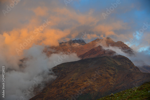 Peak of Nepal Annapurna Range at sunrise