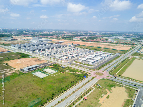 Aerial view of residential houses.