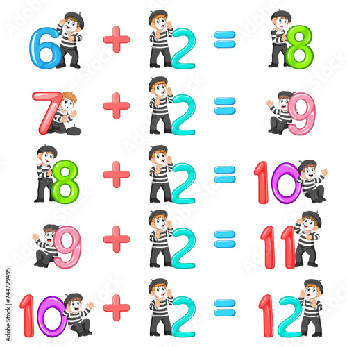 the number increment from 8 until 12 with the good pantomime 