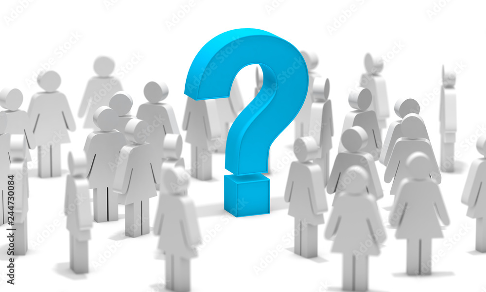 Signo de interrogación. Símbolo o icono de la mujer aislado sobre el fondo blanco. Concepto de feminismo e igualdad entre hombres y mujeres. Preguntas y dudas de la mujer. 3d ilustración Signo de interrogación. Símbolo o icono de la mujer aislado sobre el fondo blanco. Concepto de feminismo e igualdad entre hombres y mujeres. Preguntas y dudas de la mujer. 3d ilustración
