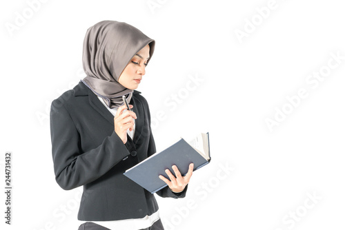 Hijab student with white background.