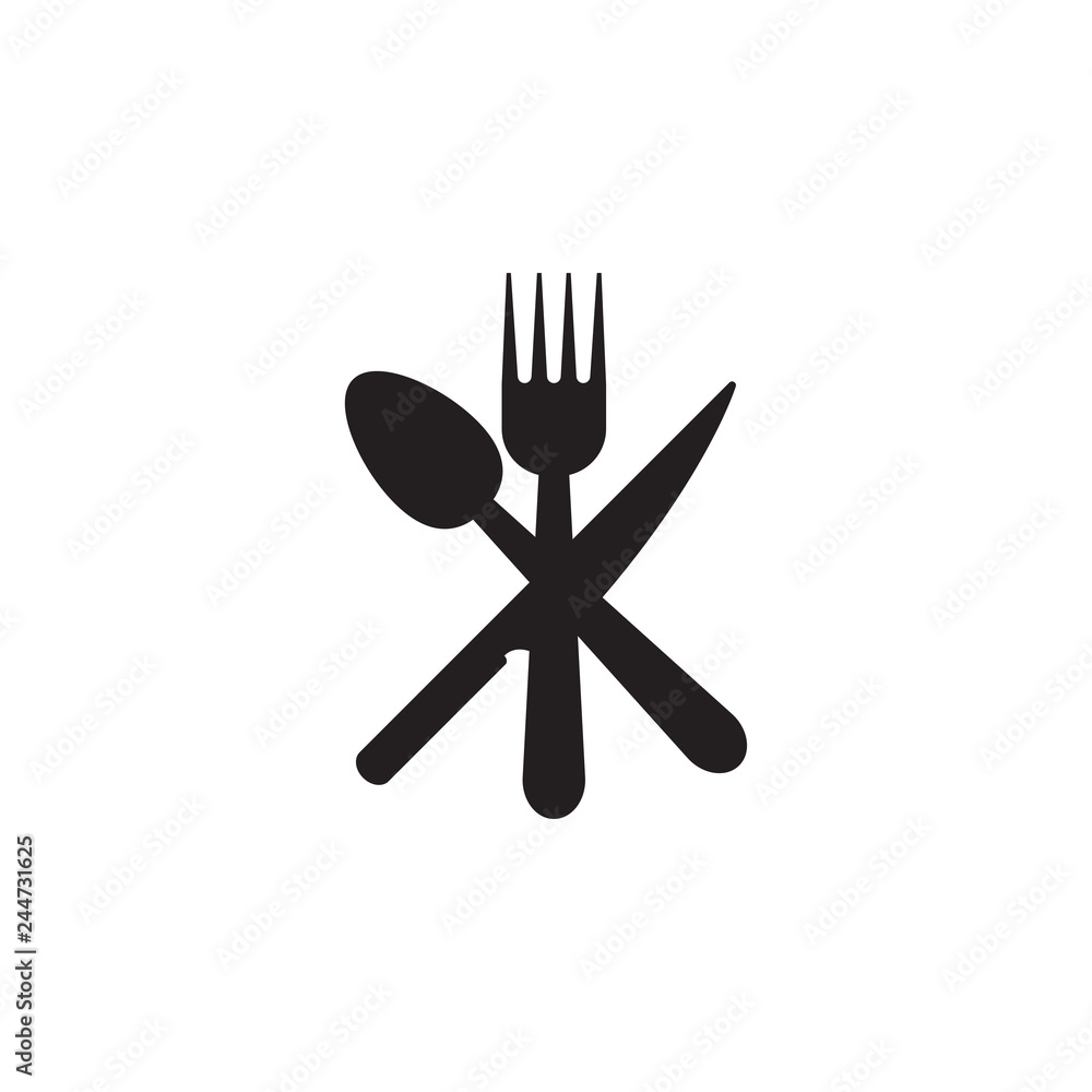 Spoon, knife, fork icon graphic design template vector