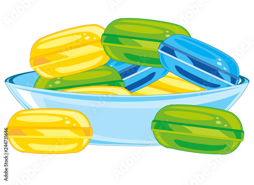 Vector illustration of the sweetmeats lollipop colour in saucer