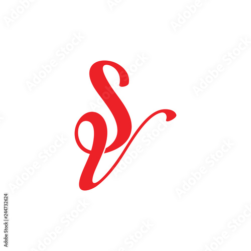 letters sv linked infinity ribbon design logo vector