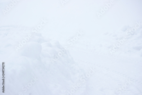 Winter landscape with snowfall and snowdrifts. snow removal in Gatchina Park © wolfness72