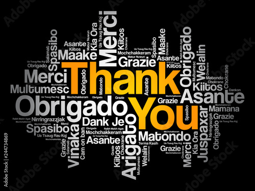 Thank You word cloud in different languages  concept background