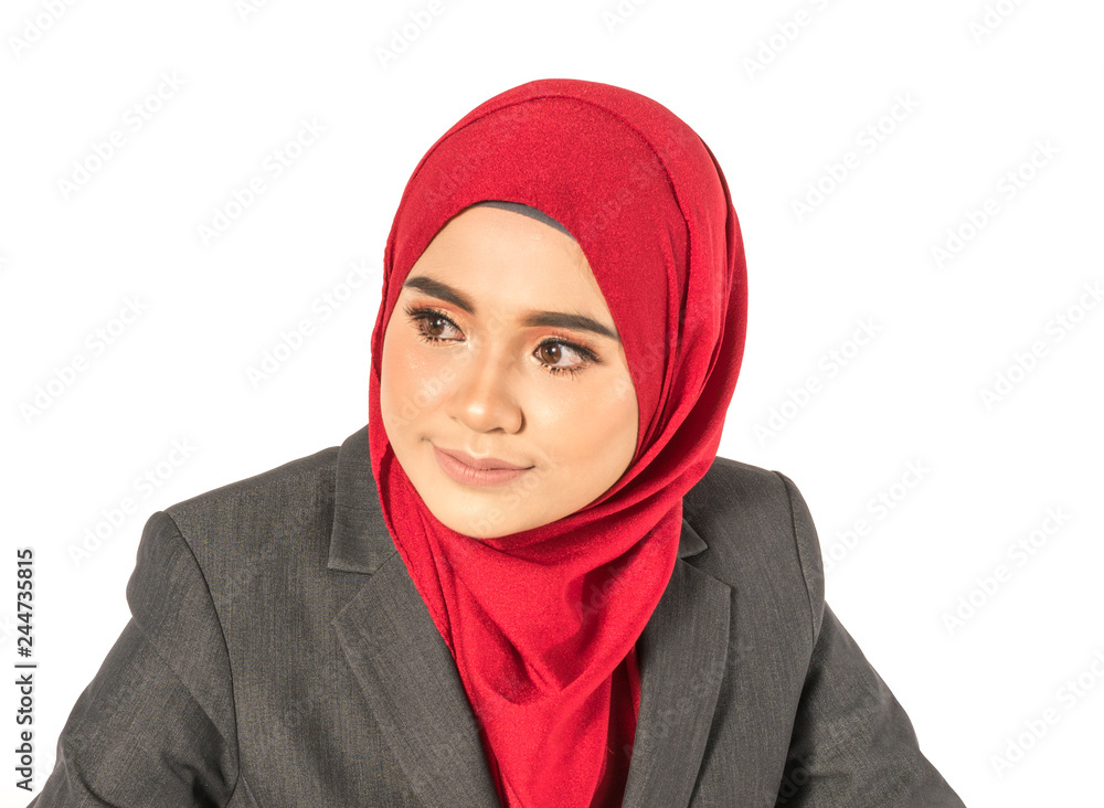 Veiled teenager businesswoman working with muslimah lifestyle. Veiled teenager businesswoman working with muslimah lifestyle.