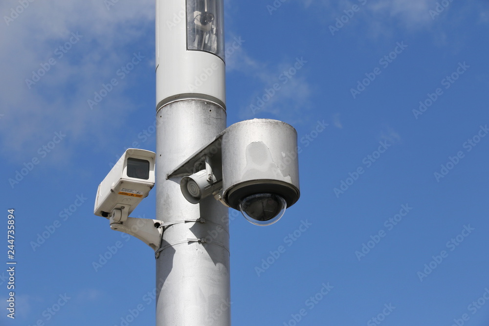 CCTV in front of cloudy sky, Glasgow, Scotland, Great Britain CCTV in front of cloudy sky, Glasgow, Scotland, Great Britain