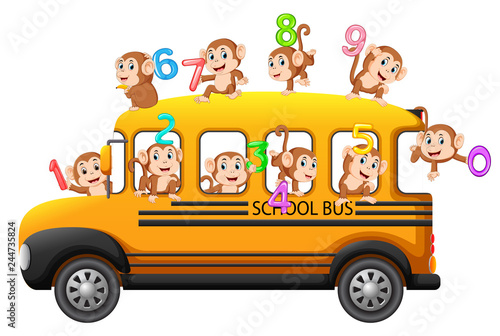 Let's count with monkey on the school bus