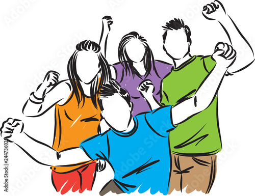 happy people friends vector illustration