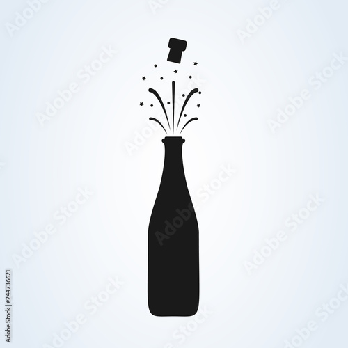 Champagne bottle explosion sign simple icon vector. 