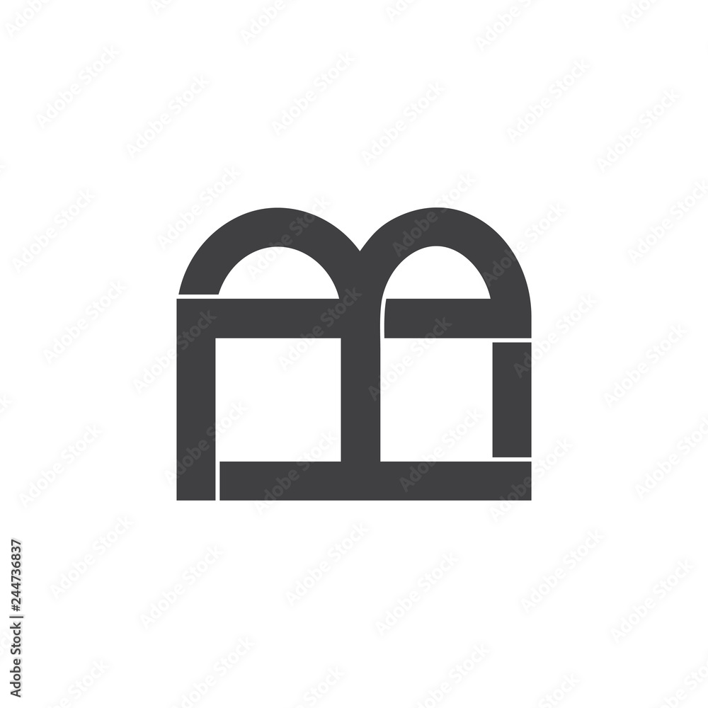 abstract letter m store front building design logo abstract letter m store front building design logo