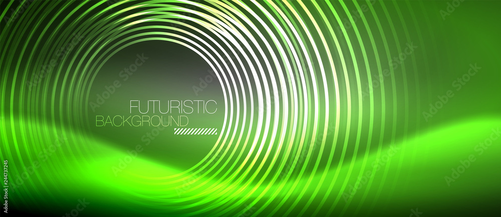 Neon circles abstract background, shiny lines Neon circles abstract background, shiny lines