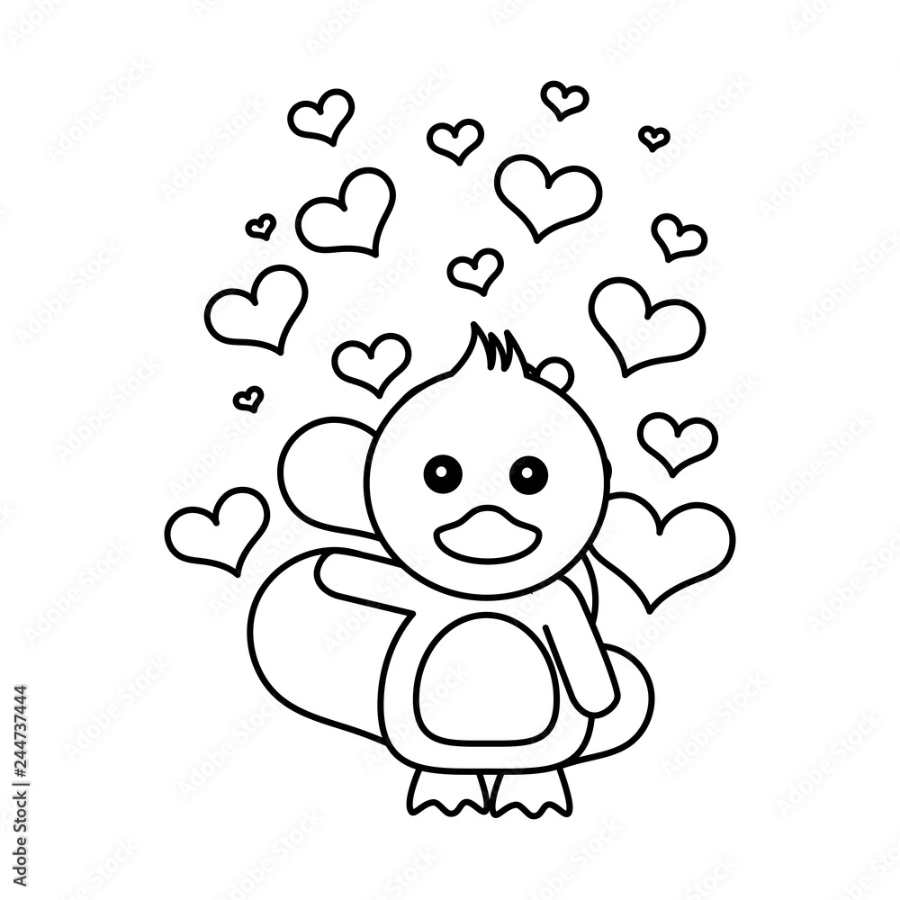Fototapeta premium cute duck hearts valentines day