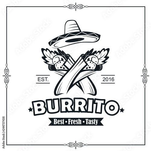 background with fast food emblem of burrito