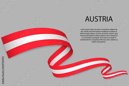 Waving ribbon or banner with flag