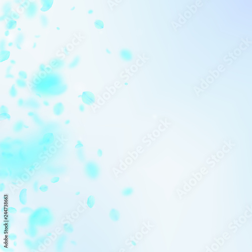Turquoise flower petals falling down. Beauteous ro © Begin Again