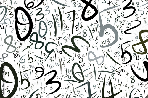 Background or backdrop, numbers hand drawn, for design texture. Drawing, graphic, pattern & concept.