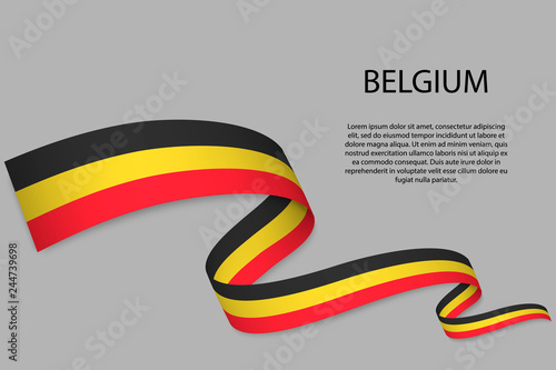 Waving ribbon or banner with flag