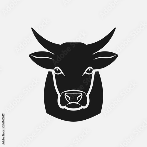 Cow head silhouette. Farm animal icon