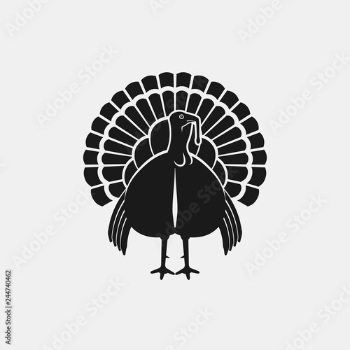 Turkey male silhouette front view. Farm animal icon