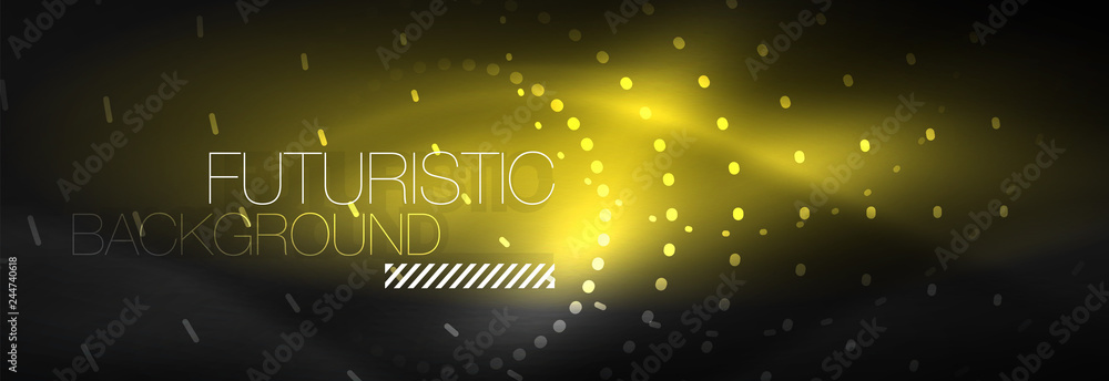 Obraz premium Glowing neon circle line dots, round line design, abstract style on black background. Neon abstract round circles Magic neon lights and glowing dots