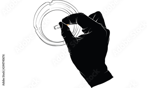 hand holding cigarette, hand activity, vector